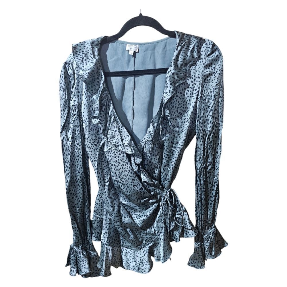 ARMANI COLLEZIONI Silk‎ Ruffle Wrap Blouse Top - Size 44